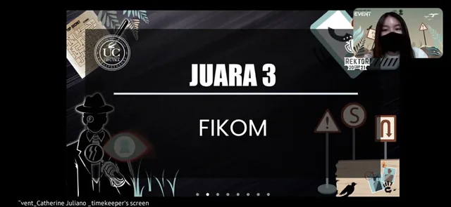 Video call slide announcing third place for FIKOM