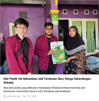 Jatimnow article card showing Alika's team with a local resident