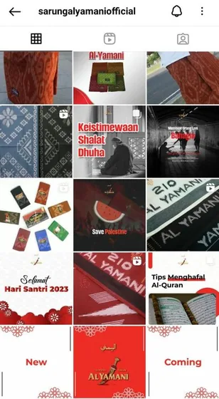 Instagram grid of the Sarung Al Yamani brand